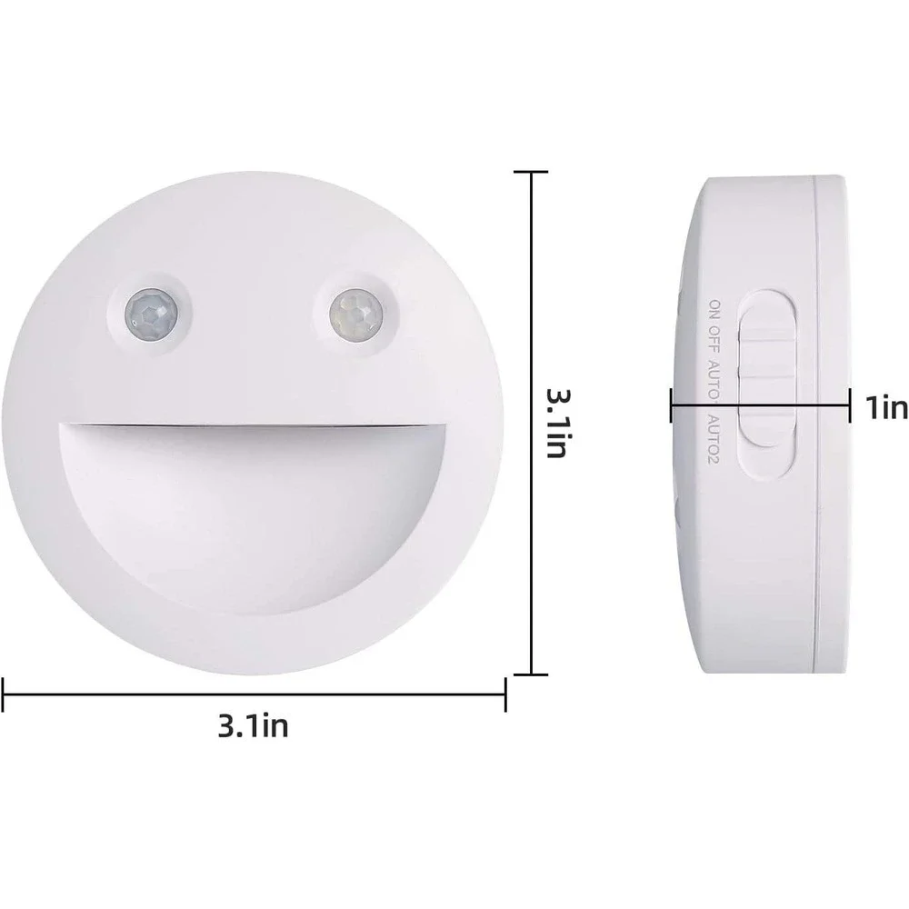 Pack of 2 Smiley Night Light DC-SNL with Motion Sensor, 3 x AAA Battery Operate